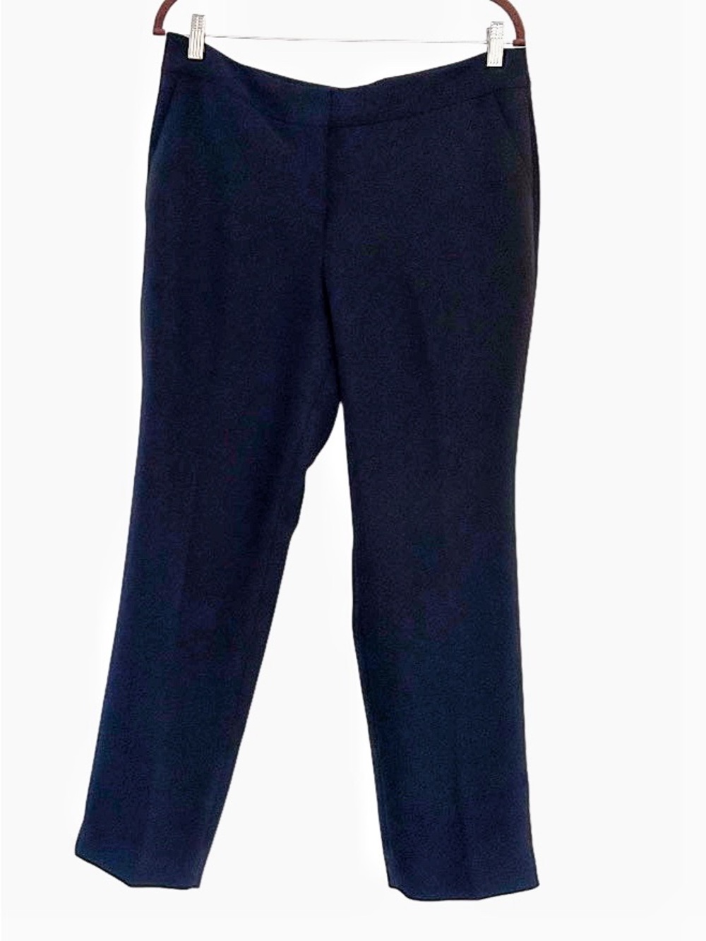Talbots Curvy Straight Leg Pants Size 10 Petite Navy Blue Lined